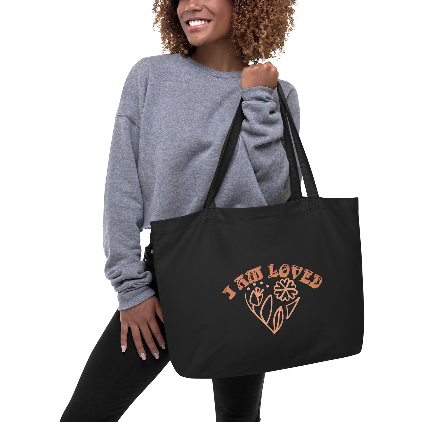 I AM LOVED Large organic tote bag