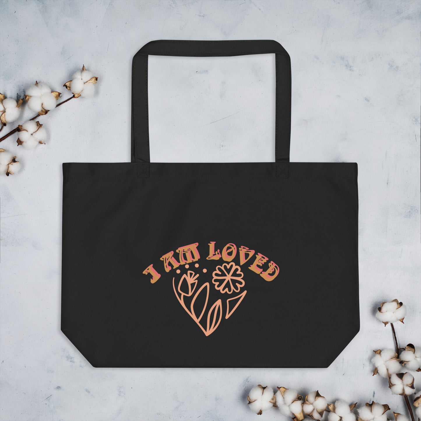 I AM LOVED Large organic tote bag