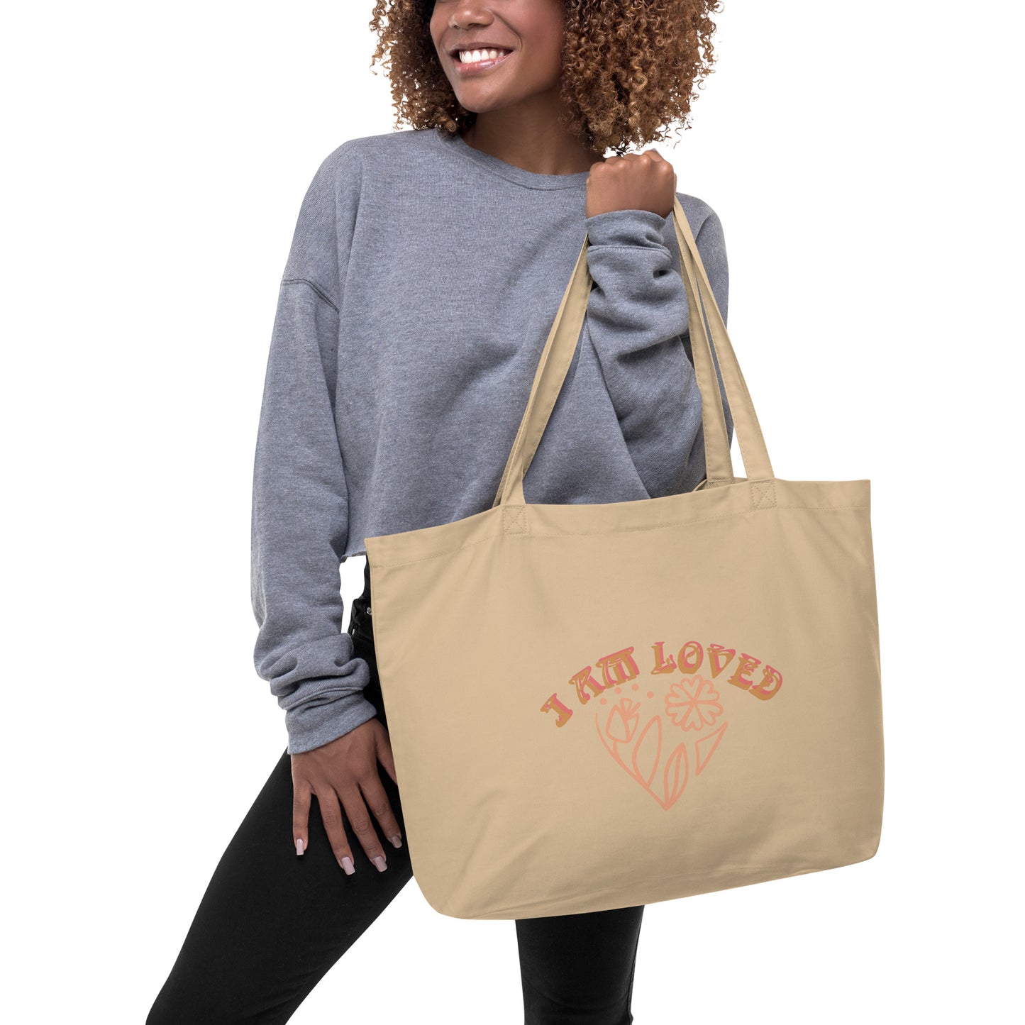 I AM LOVED Large organic tote bag
